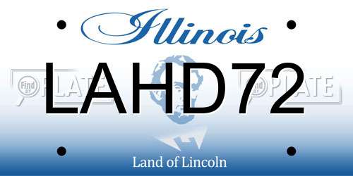 LAHD72 Illinois License Plate