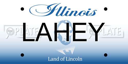 LAHEY Illinois License Plate