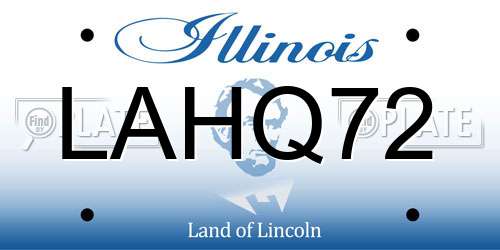 LAHQ72 Illinois License Plate