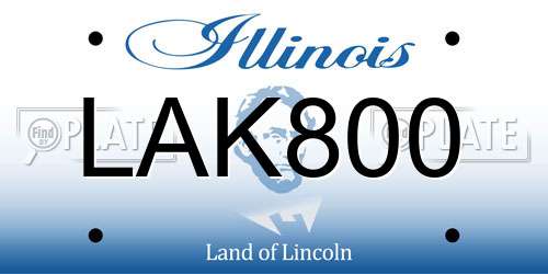 LAK800 Illinois License Plate