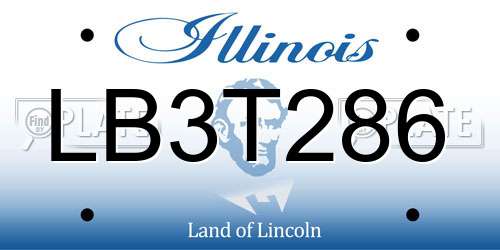 LB3T286 Illinois License Plate