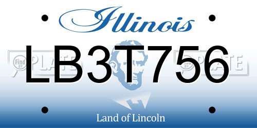 LB3T756 Illinois License Plate