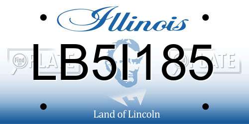 LB5I185 Illinois License Plate
