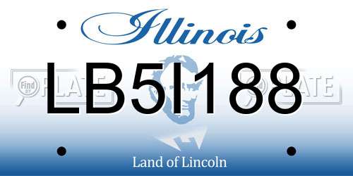 LB5I188 Illinois License Plate