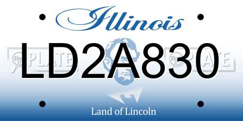 LD2A830 Illinois License Plate