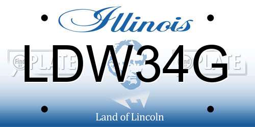 LDW34G Illinois License Plate