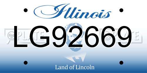 LG92669 Illinois License Plate
