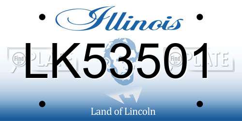 LK53501 Illinois License Plate