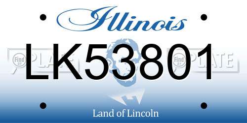 LK53801 Illinois License Plate