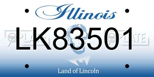 LK83501 Illinois License Plate