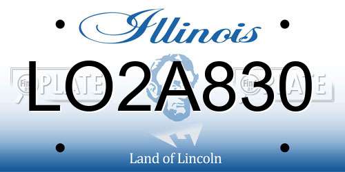 LO2A830 Illinois License Plate