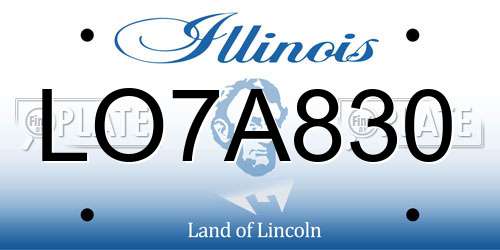 LO7A830 Illinois License Plate