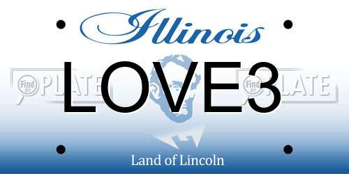 LOVE3 Illinois License Plate