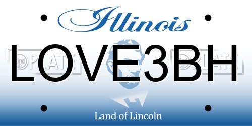 LOVE3BH Illinois License Plate