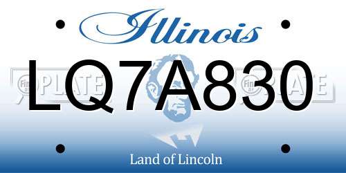 LQ7A830 Illinois License Plate
