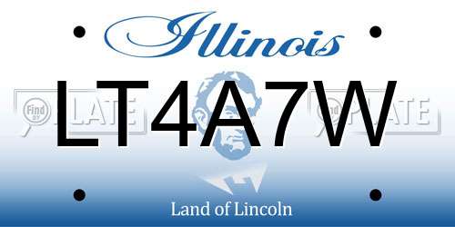 LT4A7W Illinois License Plate