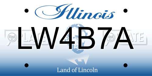 LW4B7A Illinois License Plate