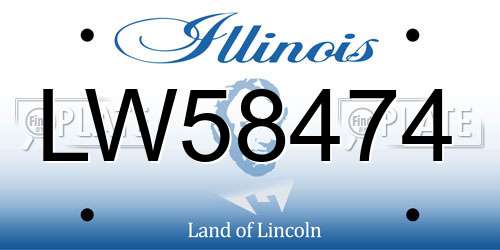 LW58474 Illinois License Plate