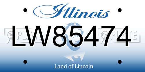 LW85474 Illinois License Plate