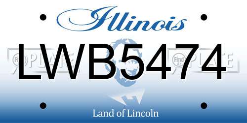 LWB5474 Illinois License Plate