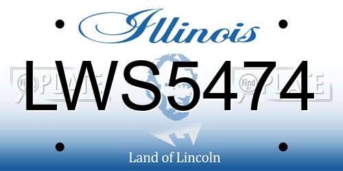 LWS5474 Illinois License Plate