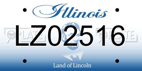 LZ02516 Illinois License Plate