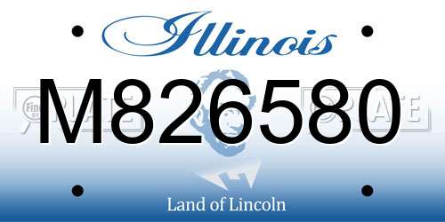 M826580 Illinois License Plate