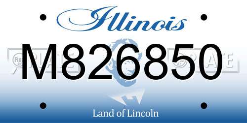 M826850 Illinois License Plate