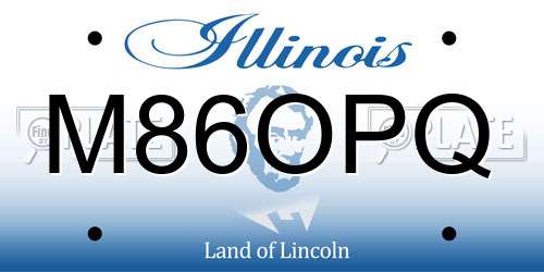 M86OPQ Illinois License Plate
