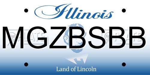 MGZBSBB Illinois License Plate