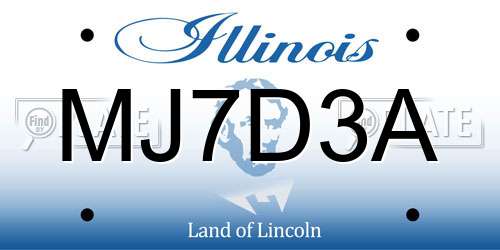 MJ7D3A Illinois License Plate