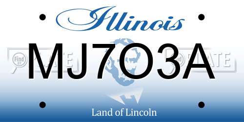 MJ7O3A Illinois License Plate