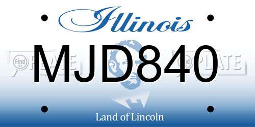MJD840 Illinois License Plate