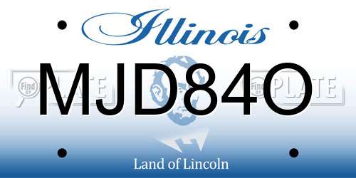 MJD84O Illinois License Plate