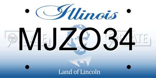 MJZO34 Illinois License Plate