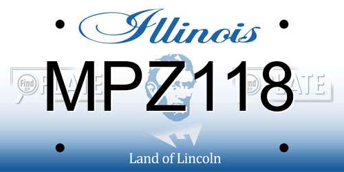 MPZ118 Illinois License Plate
