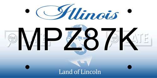 MPZ87K Illinois License Plate