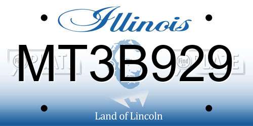 MT3B929 Illinois License Plate