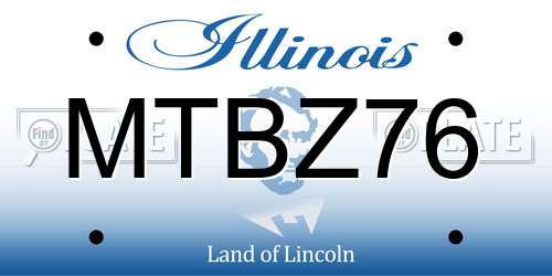 MTBZ76 Illinois License Plate
