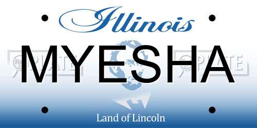 MYESHA Illinois License Plate