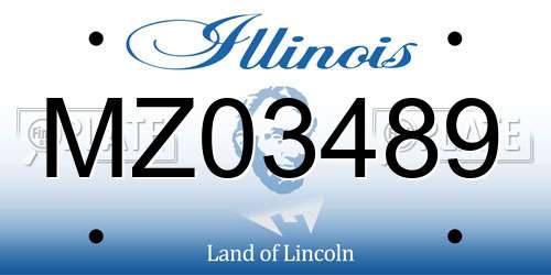 MZ03489 Illinois License Plate