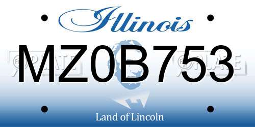 MZ0B753 Illinois License Plate