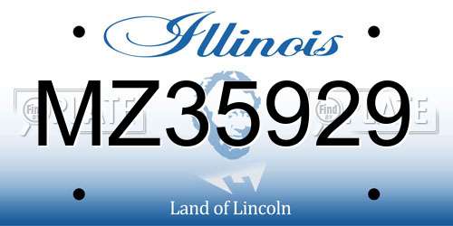 MZ35929 Illinois License Plate