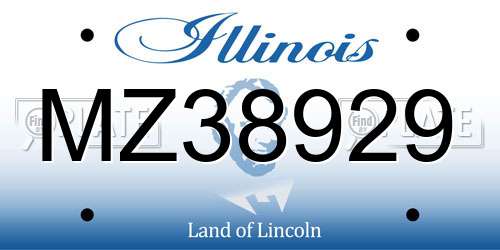 MZ38929 Illinois License Plate