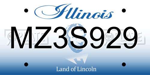 MZ3S929 Illinois License Plate