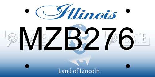 MZB276 Illinois License Plate