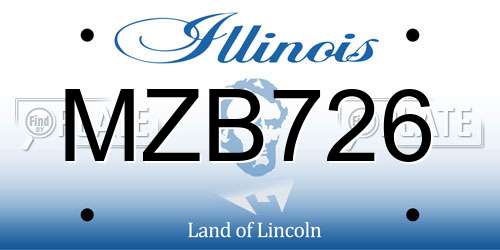 MZB726 Illinois License Plate