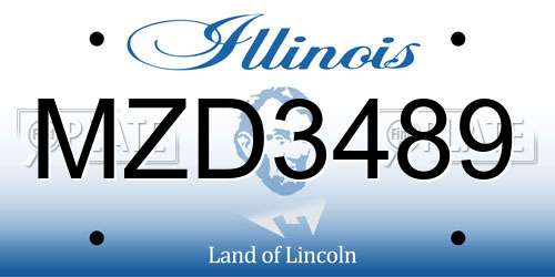 MZD3489 Illinois License Plate