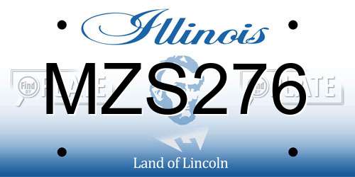 MZS276 Illinois License Plate