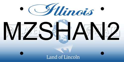 MZSHAN2 Illinois License Plate